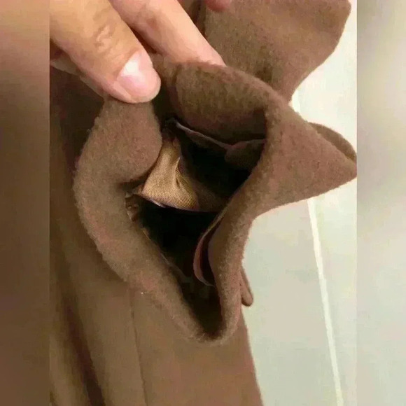 VTG CAMEL BROWN? MEDIUM BROWN? WOOL MENS LONG COAT L42 - Picture 4 of 14